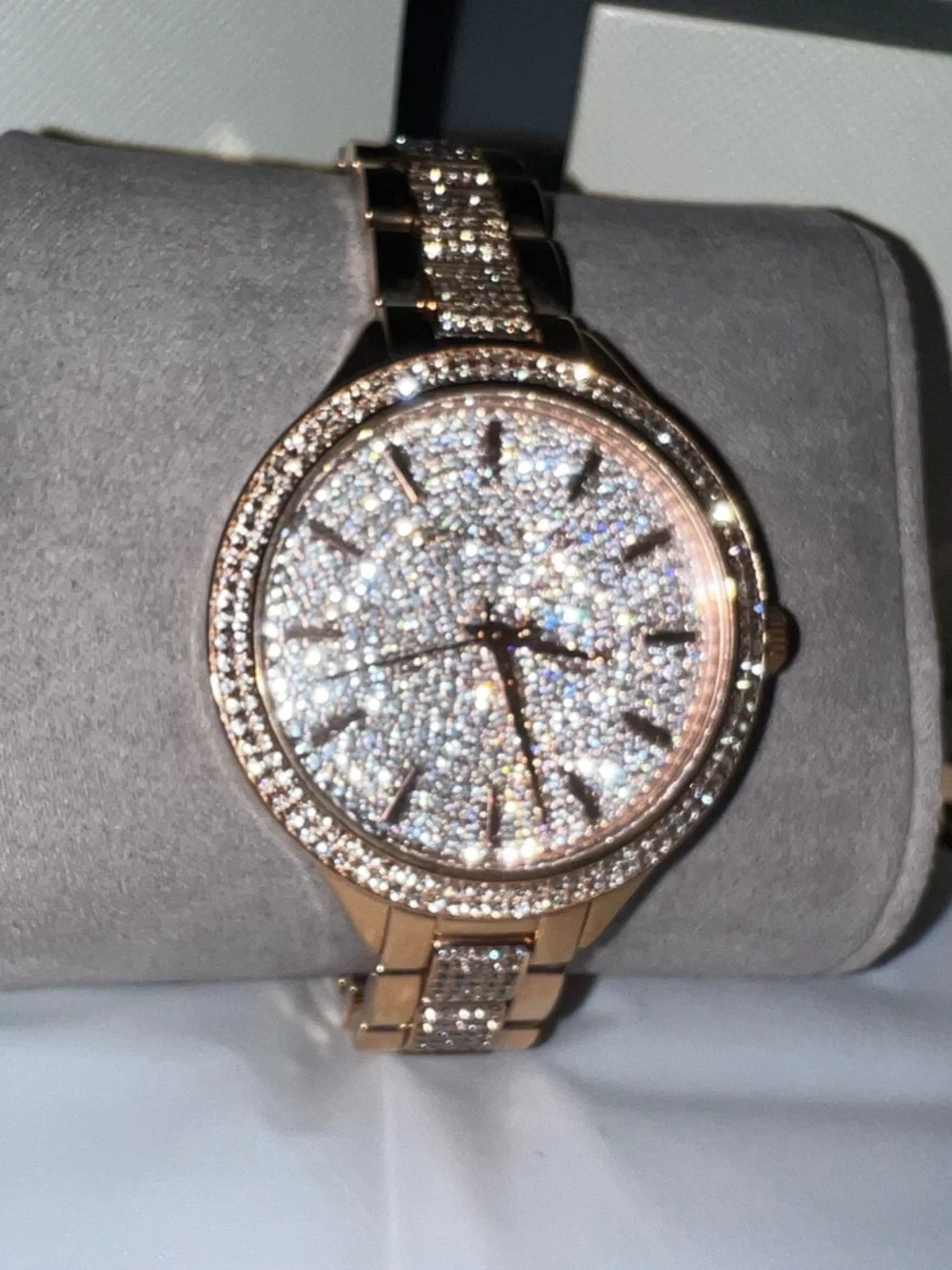 Michael Kors Slim Runway Pave Rose Gold-Tone Watch, Model MK3799